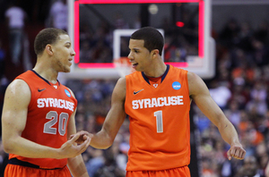 Brandon Triche and Michael Carter-Williams simply could not be contained by Indiana's Jordan Hulls and Yogi Ferrell. Combined, the SU duo scored 38 points on the top-seeded Hoosiers.