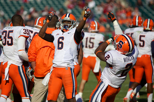 Backup safeties Ritchy Desir (left) and Wayne Morgan will look to fill the void left by Shamarko Thomas in the Syracuse secondary.