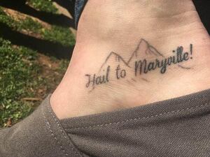 Alyssa Hughes, a junior at Maryville College, has the phrase 