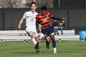 Chris Nanco (17) and Syracuse — currently off to the best start in program history — will face No. 3 Notre Dame for the first time since beating the Fighting Irish in the Atlantic Coast Conference championship last year.