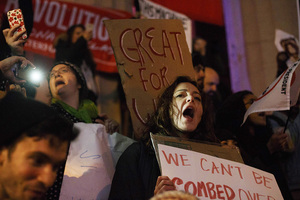 Protesters concentrated their efforts in front of Trump's property in New York City.