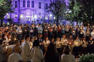 More than 200 campus community members walked from Hendricks Chapel to the Wall of Remembrance during the vigil on Sunday.