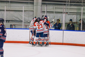 Peyton Armstrong's goal in the second overtime period lifted Syracuse over Robert Morris 3-2 and punched its ticket to the semfinal round of the AHA playoffs.