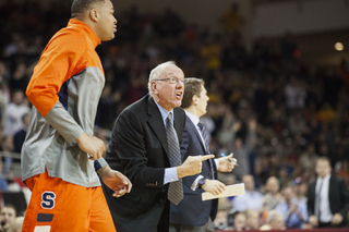 Boeheim willing his team to pick up its play. The Orange, which has commanded games for much of this season, was outplayed by the Eagles in parts of the first and second half. 