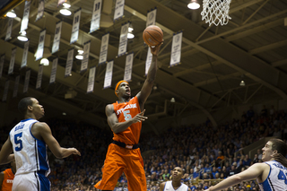 C.J. Fair finishes a drive in the lane. 