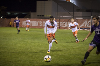 Freshman midfielder Djimon Johnson tracks down the ball. 