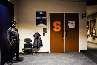 Syracuse's locker room inside the arena. The Orange earned a date with MSU after beating Arizona State and TCU earlier in the week.