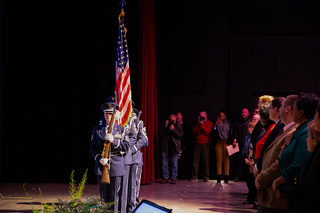 Guards presented the colors before Walsh's speech.