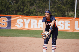 Peyton Schnackenberg readies to throw a pitch. 