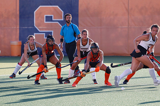 Syracuse prepares to defend a Lafayette corner.