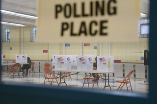 Voters fill out their ballots at Erwin First United Methodist Church.