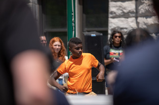 A dance group performs as part of the flag raising during Syracuse's Juneteenth celebrations, June 17th, 2022.